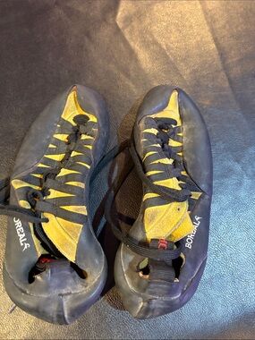 Boreal climbing shoes. (Seem tight for a size 12)